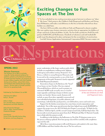 The Children's Inn at NIH 2013 Spring Newsletter