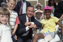 President Bush with Inn residents at our opening in June 1990