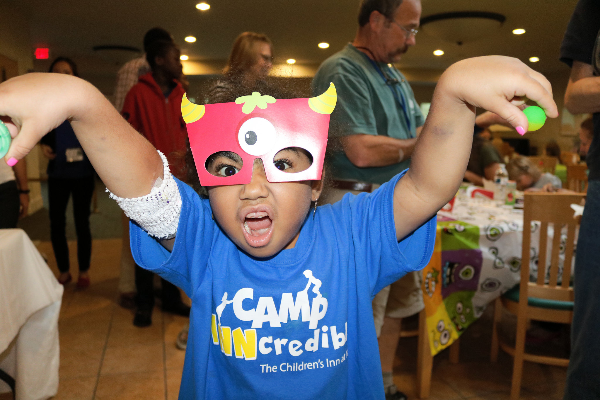 Little girl with face mask on