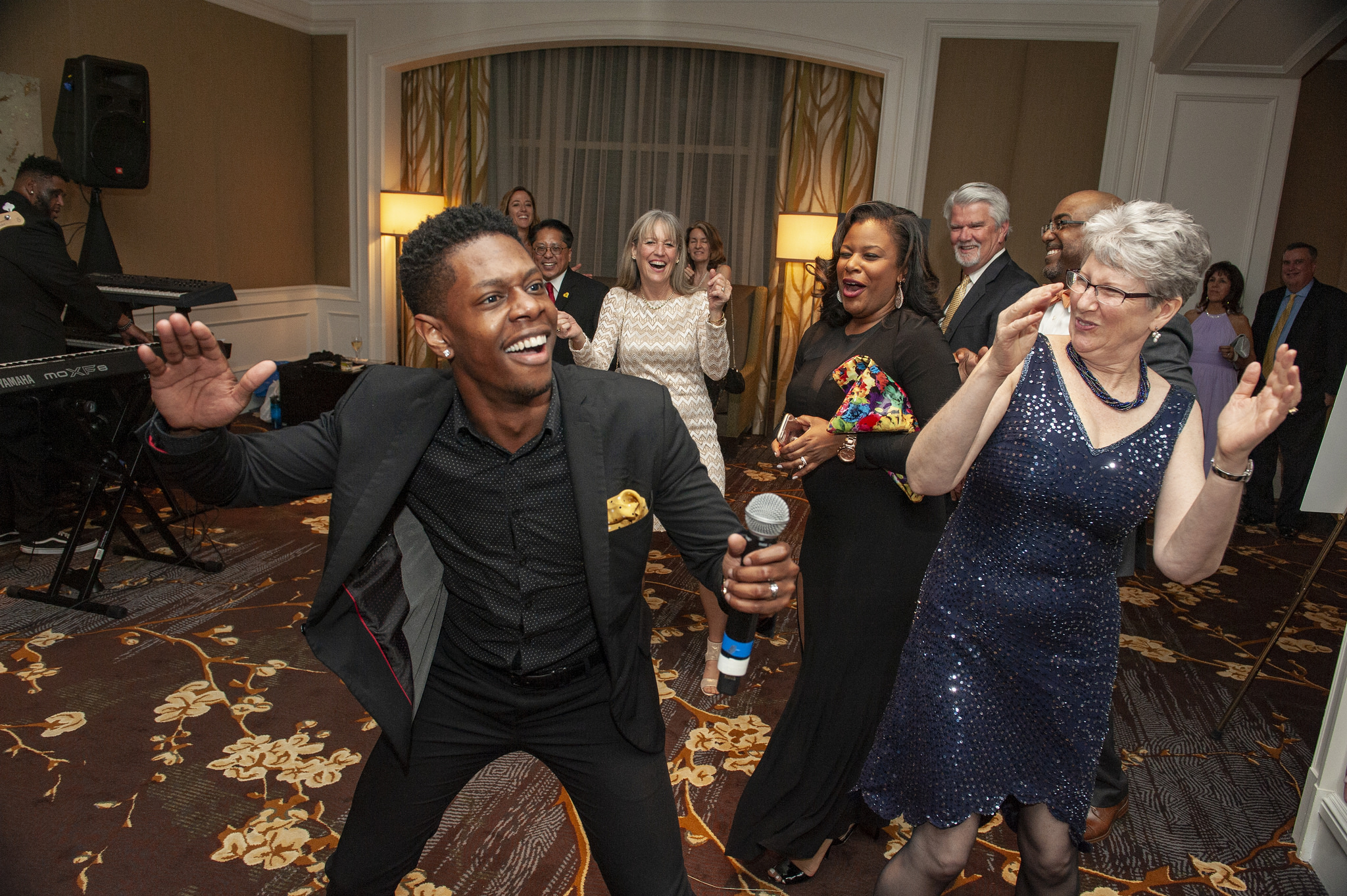 Brandon Showell entertains guests at Hope