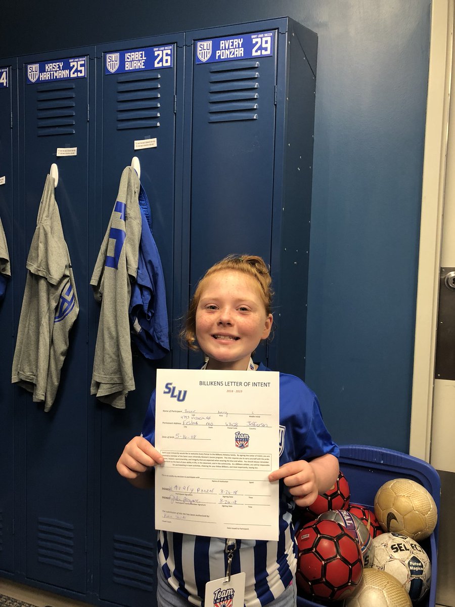 Avery is signed to SLU Women's Soccer Team