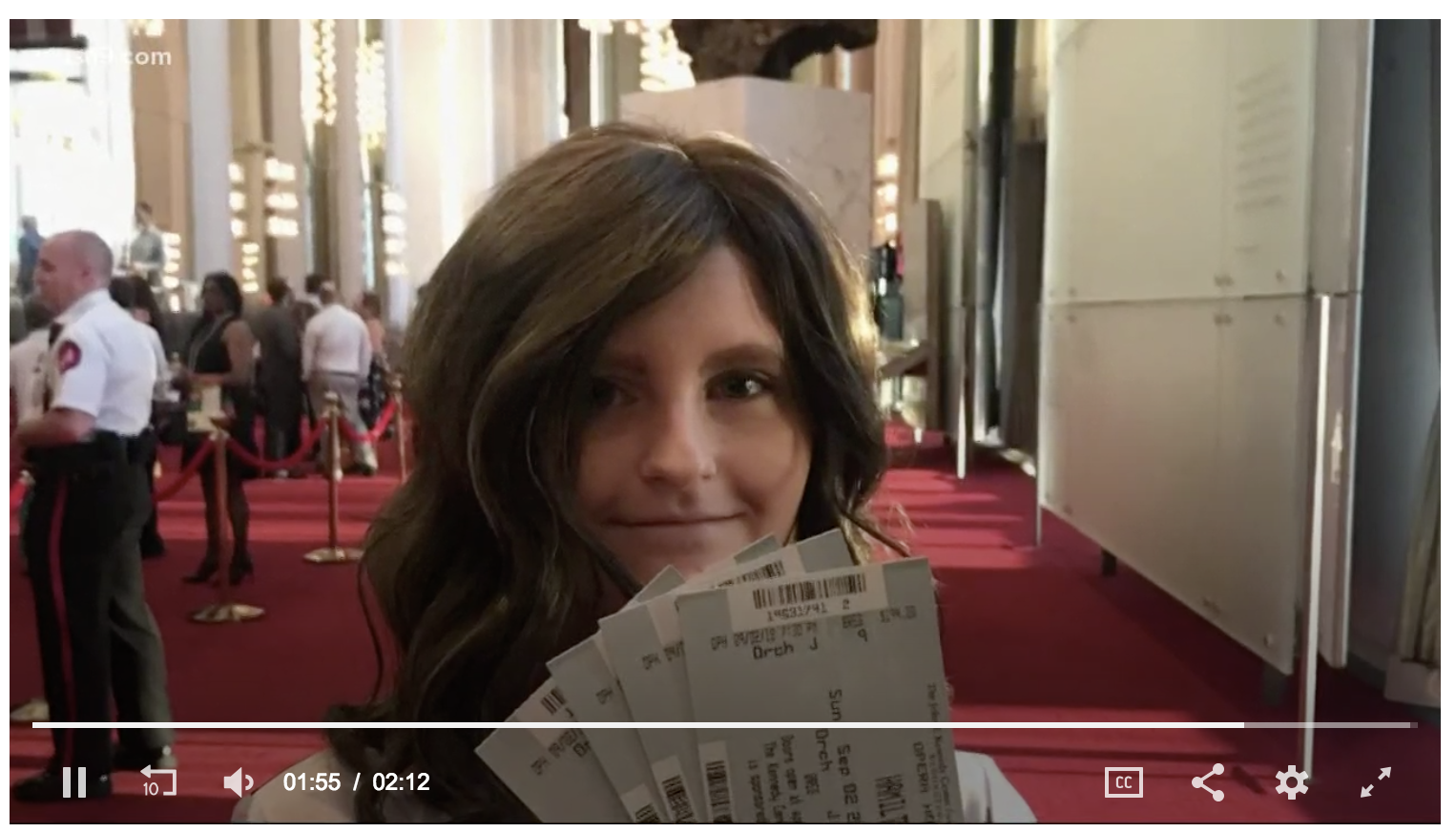 Meghan with Hamilton tickets