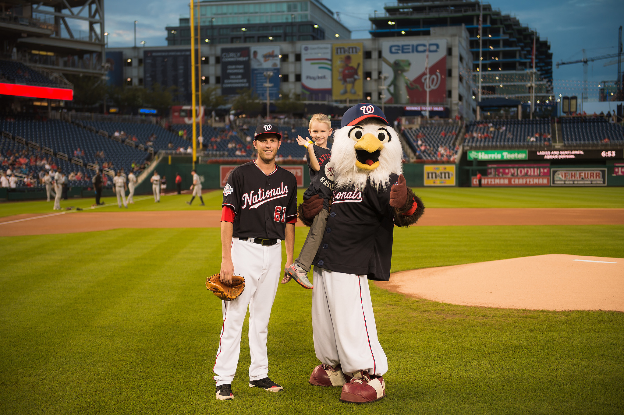 Nats mascot Screech and Momma Screech, at a Washington Nationals