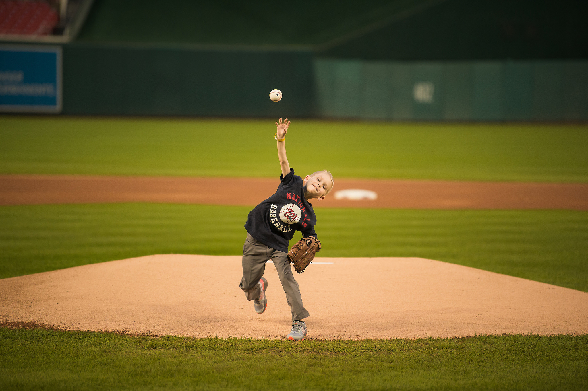 Abram throwing first pitch