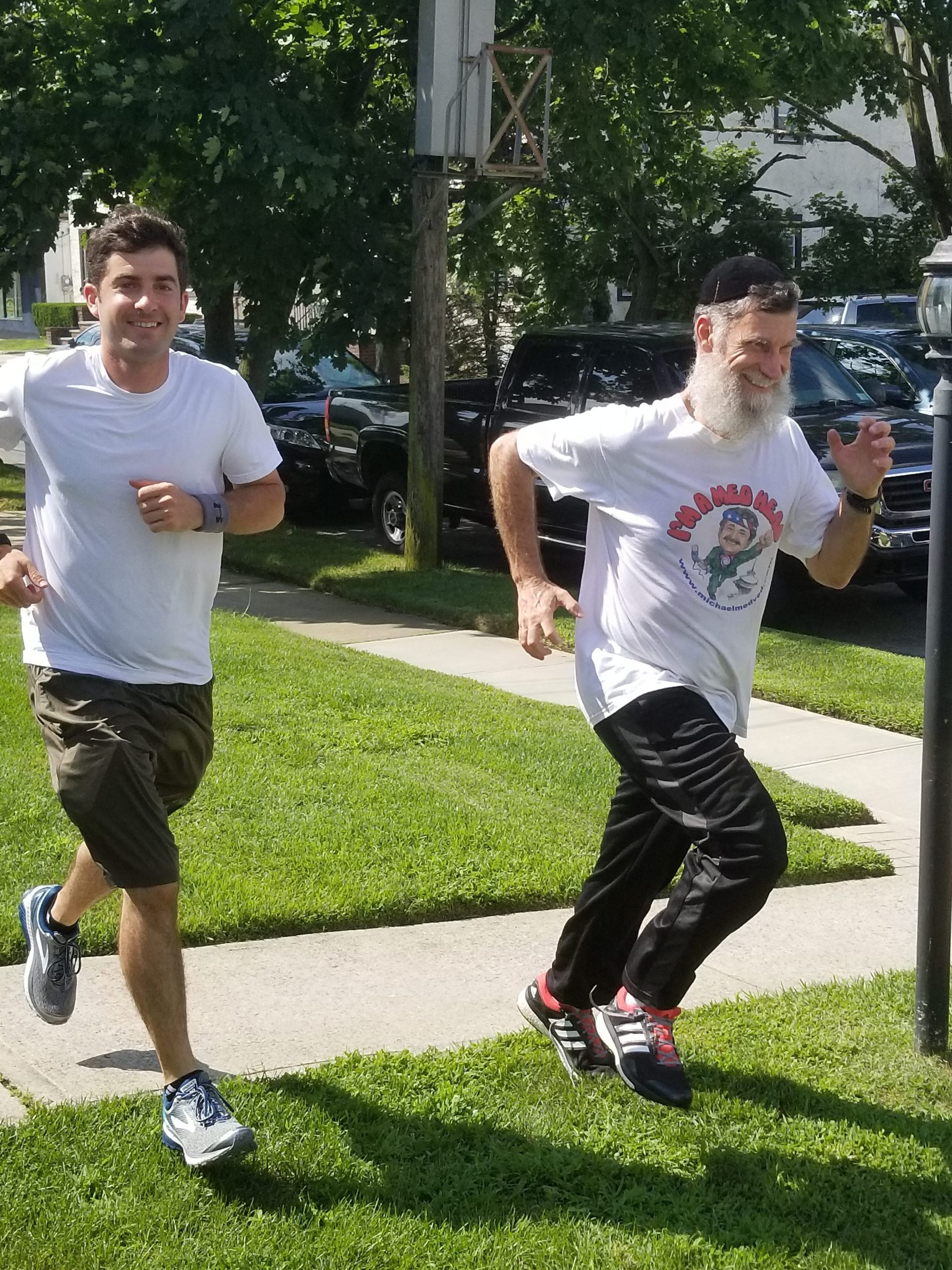 Hanoch Teller and his son training