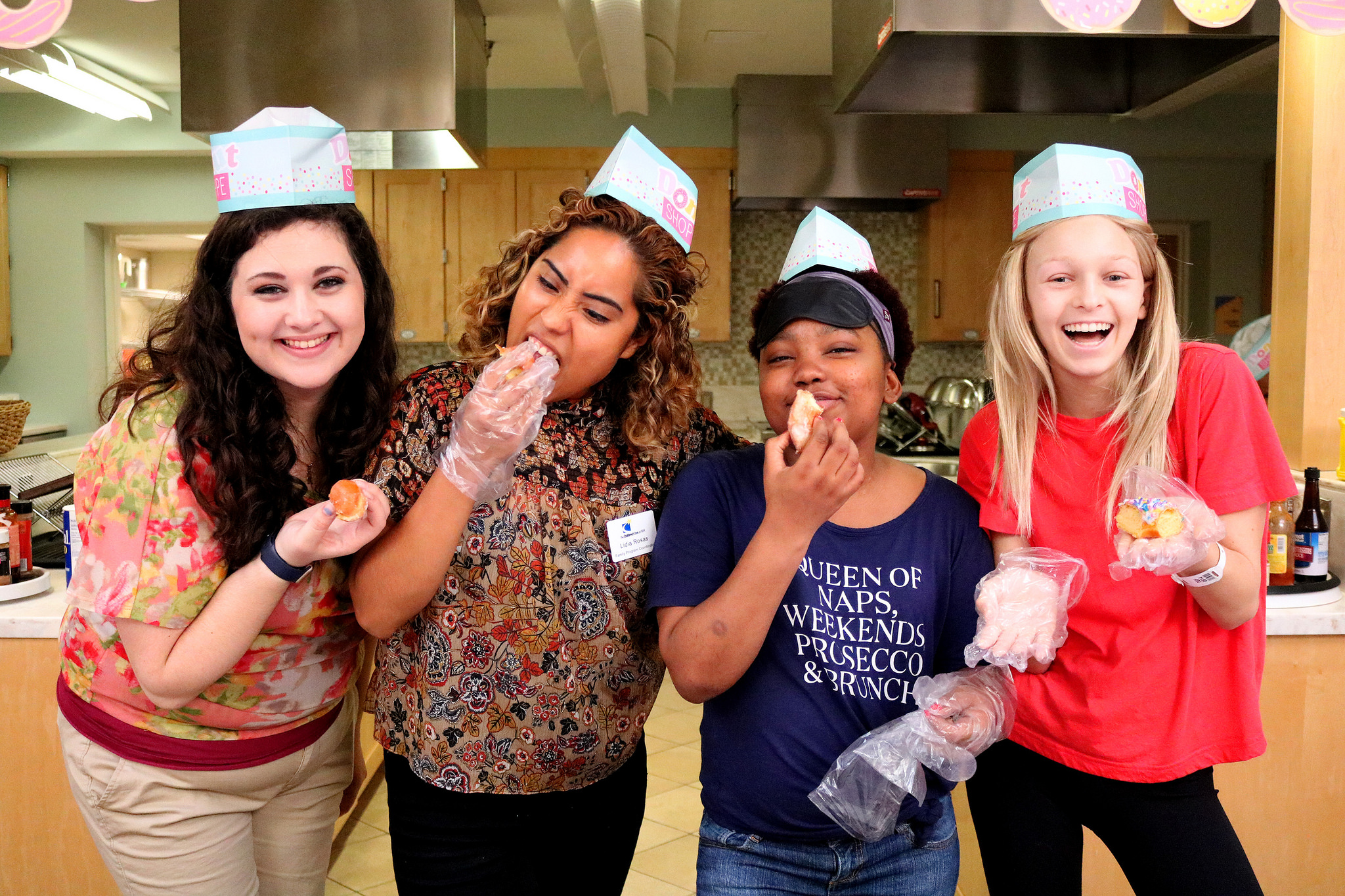 Danielle, Stephanie, Lidia, and Parys at a donut party