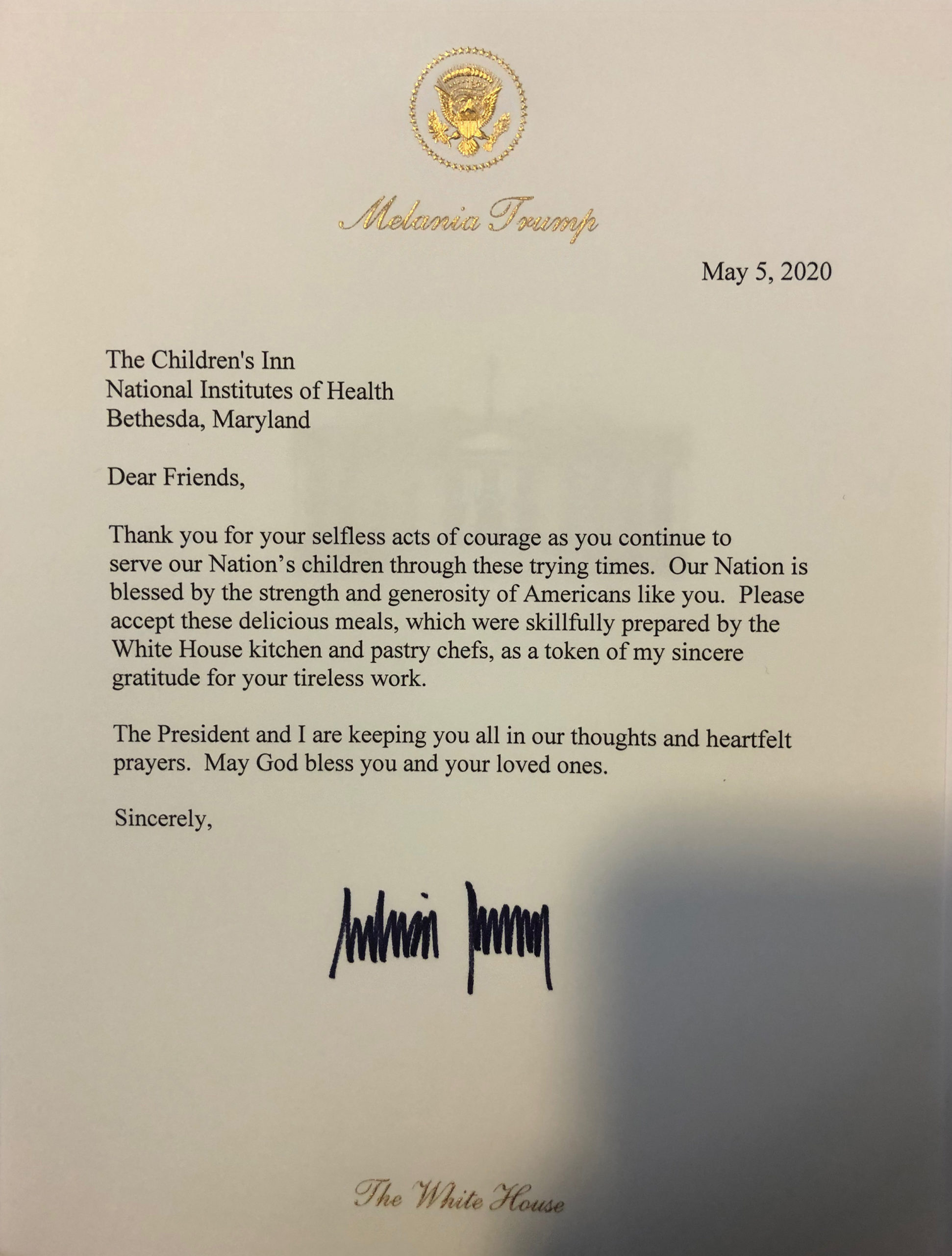 A Letter from Melania Trump