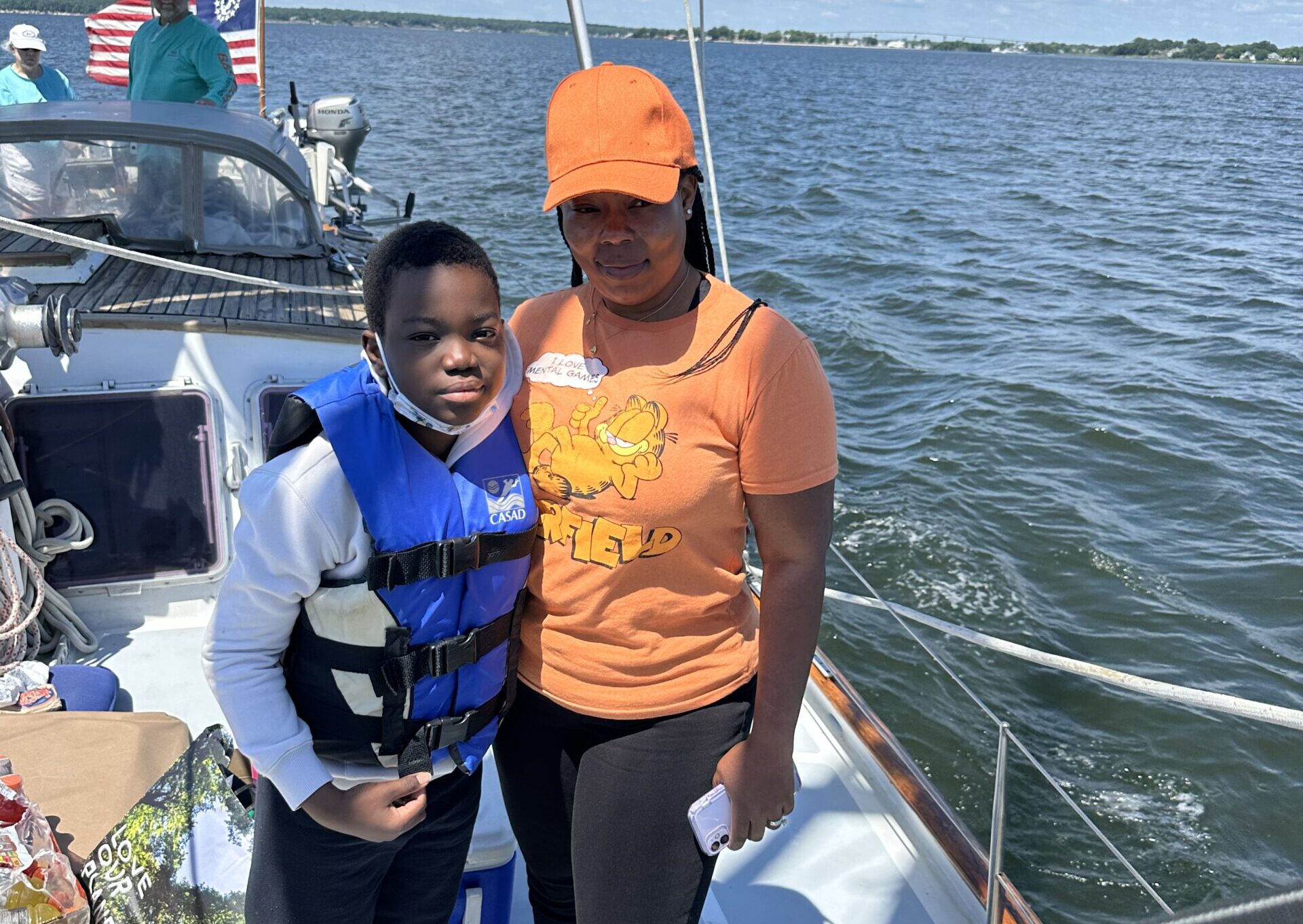 King and mom on a boat